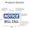 Signmission Will Call, 18 in W x Rectangle, Plastic OS-2PACK-NS-P-1218-L-19061 - alternate 6